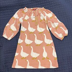 Milkbarn Blush Dress with White Goose Design size 6-12 months